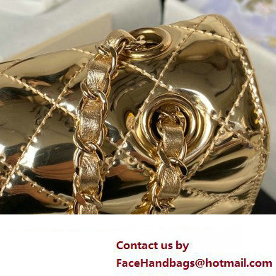 chanel Metallic Mirror Calfskin, Metallic Lambskin  &  Gold-Tone Metal Mini Flap Bag  &  Star Coin Purse AS4647 gold 2024